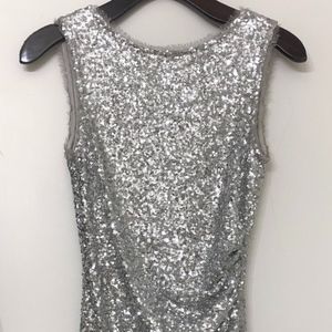 Silver Sequin Backless Ali Ro Dress - Size Small